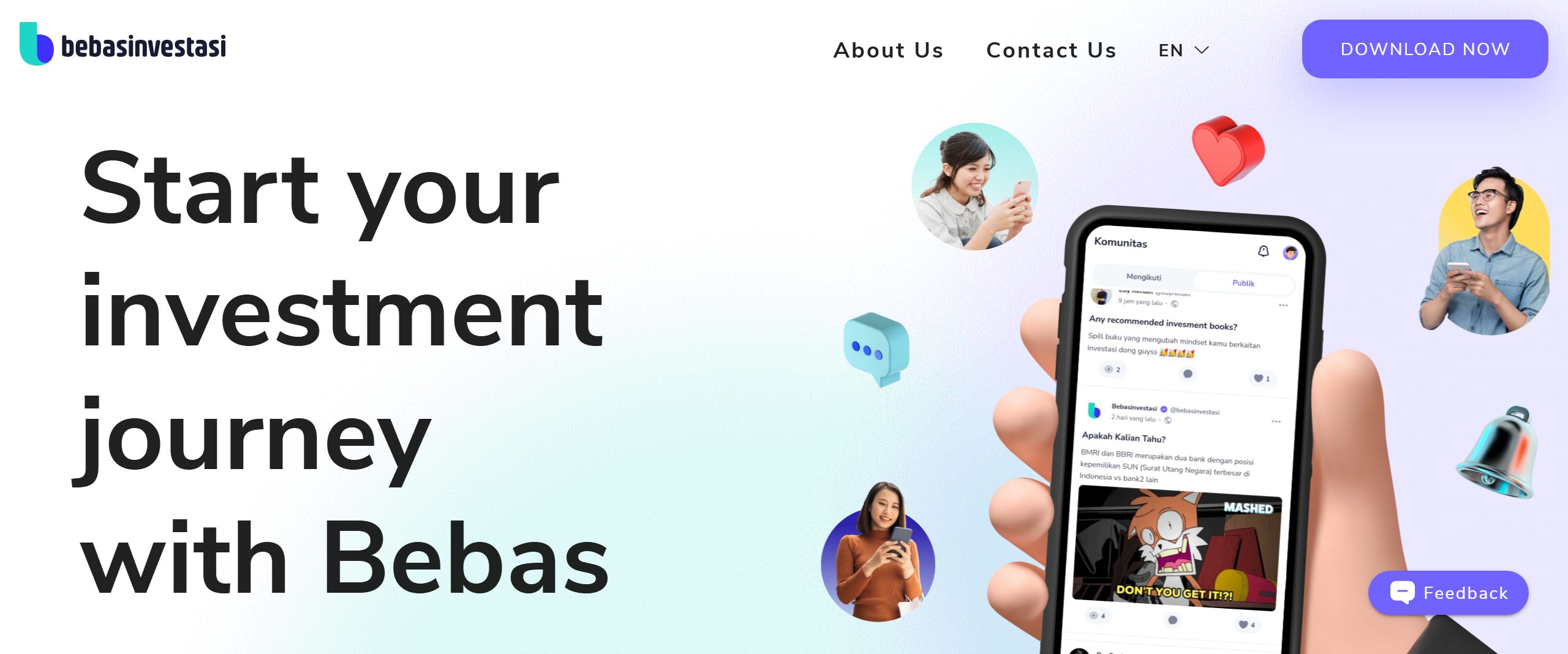 Bebasinvestasi social investing app homepage
