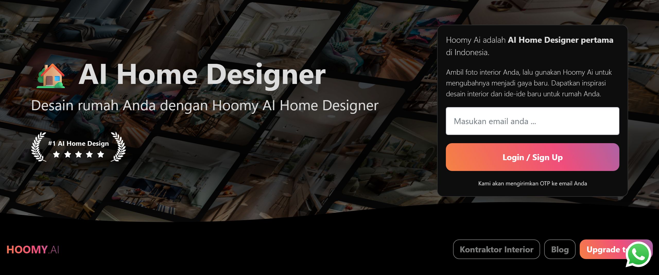Hoomy AI home-design product homepage